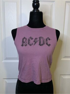 AC/DC Mauve Graphic Cropped Muscle Tank
